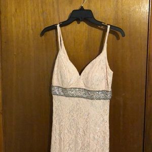 Sequin Hearts long, formal dress.